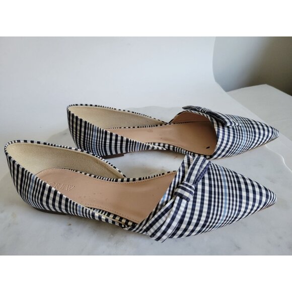 J. Crew Shoes - J. Crew Sloan Blue Striped D'Orsay Ballet flat size 7.5  Preppy Pointed toe Bow